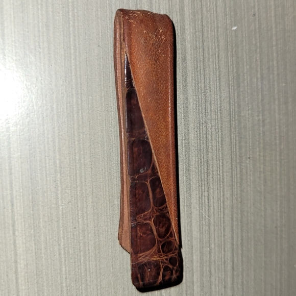 🤑Vintage SWANK Leather & Alligator Skin Money Clip - Picture 2 of 10